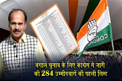 Khabar East:Congress-Releases-First-List-of-284-Candidates-for-Bengal-Elections