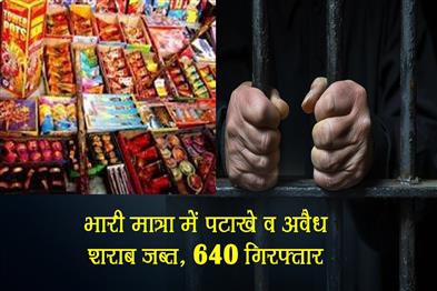 Khabar East:Huge-quantity-of-firecrackers-and-illegal-liquor-seized-640-arrested
