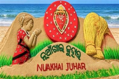 Khabar East:Padma-Shri-Sudarsan-Pattnaik-Greets-Nuakhai-With-Stunning-Sand-Art-On-Puri-Beach