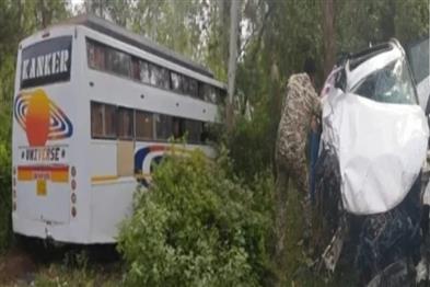 Khabar East:Passenger-bus-rams-into-car-driver-killed-two-injured
