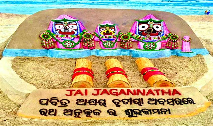 Khabar East:Puri-Beach-Comes-Alive-With-Sudarsan-Pattnaiks-Captivating-Sand-Art-On-Akshaya-Tritiya