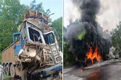 Khabar East:Two-Killed-As-Trucks-Collide-Catch-Fire-In-Anugola